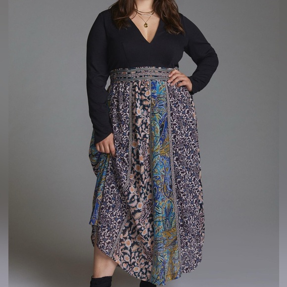 Anthropologie Dresses & Skirts - Anthropologie (NEW W/ TAG) Mixed print Deep V-neck Maxi dress - 16W
